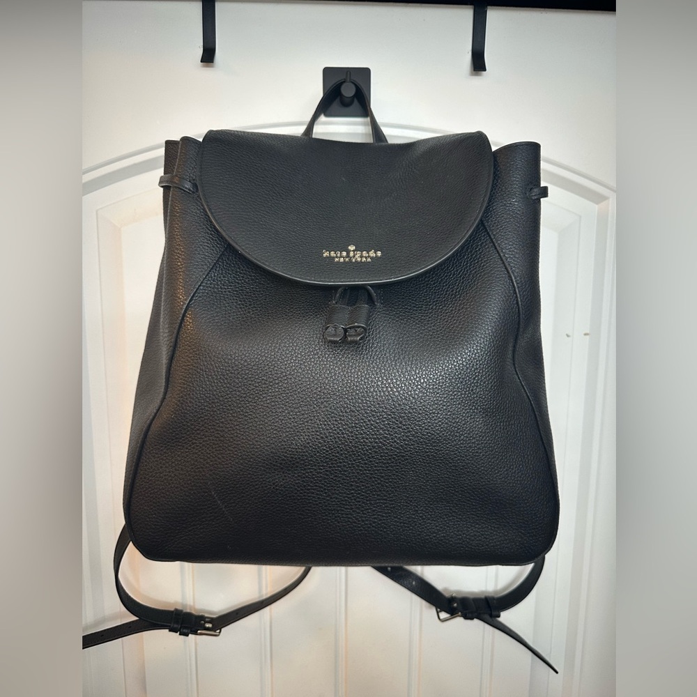 Kate Spade Leila Black Pebbled Leather Backpack